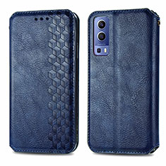 Leather Case Stands Flip Cover Holder S01D for Vivo Y72 5G Blue