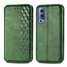 Leather Case Stands Flip Cover Holder S01D for Vivo Y72 5G Green