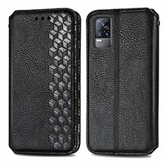 Leather Case Stands Flip Cover Holder S01D for Vivo Y73 (2021) Black