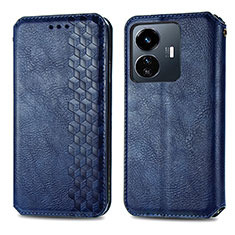 Leather Case Stands Flip Cover Holder S01D for Vivo Y77 5G Blue