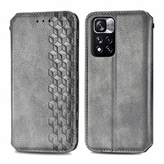 Leather Case Stands Flip Cover Holder S01D for Xiaomi Mi 11i 5G (2022) Gray