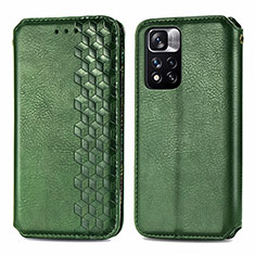 Leather Case Stands Flip Cover Holder S01D for Xiaomi Mi 11i 5G (2022) Green