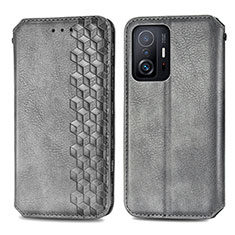 Leather Case Stands Flip Cover Holder S01D for Xiaomi Mi 11T 5G Gray