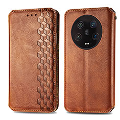 Leather Case Stands Flip Cover Holder S01D for Xiaomi Mi 13 Ultra 5G Brown