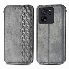 Leather Case Stands Flip Cover Holder S01D for Xiaomi Mi 13T Pro 5G Gray