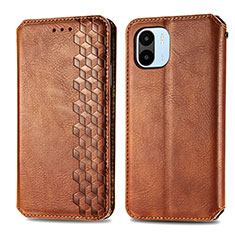 Leather Case Stands Flip Cover Holder S01D for Xiaomi Poco C50 Brown