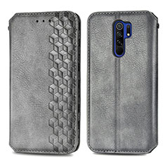 Leather Case Stands Flip Cover Holder S01D for Xiaomi Poco M2 Gray