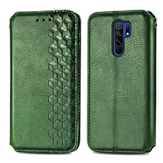 Leather Case Stands Flip Cover Holder S01D for Xiaomi Poco M2 Green