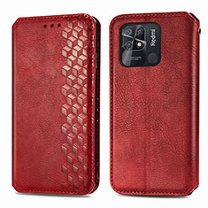 Leather Case Stands Flip Cover Holder S01D for Xiaomi Redmi 10C 4G Red