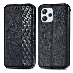 Leather Case Stands Flip Cover Holder S01D for Xiaomi Redmi 12 4G Black