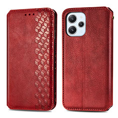 Leather Case Stands Flip Cover Holder S01D for Xiaomi Redmi 12 4G Red