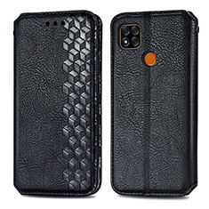 Leather Case Stands Flip Cover Holder S01D for Xiaomi Redmi 9 India Black