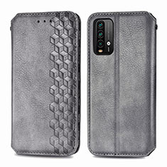 Leather Case Stands Flip Cover Holder S01D for Xiaomi Redmi 9 Power Gray