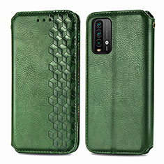 Leather Case Stands Flip Cover Holder S01D for Xiaomi Redmi 9 Power Green