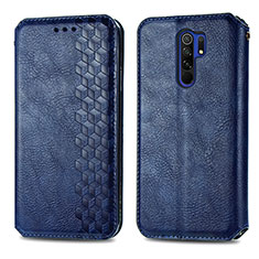 Leather Case Stands Flip Cover Holder S01D for Xiaomi Redmi 9 Prime India Blue