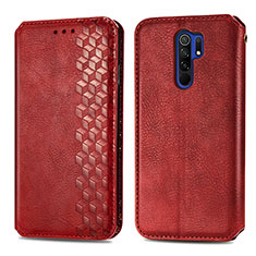 Leather Case Stands Flip Cover Holder S01D for Xiaomi Redmi 9 Prime India Red