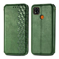 Leather Case Stands Flip Cover Holder S01D for Xiaomi Redmi 9C Green