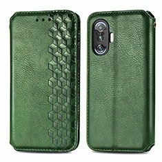 Leather Case Stands Flip Cover Holder S01D for Xiaomi Redmi K40 Gaming 5G Green