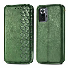 Leather Case Stands Flip Cover Holder S01D for Xiaomi Redmi Note 10 Pro 4G Green