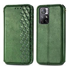 Leather Case Stands Flip Cover Holder S01D for Xiaomi Redmi Note 11 5G Green