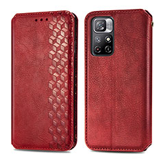 Leather Case Stands Flip Cover Holder S01D for Xiaomi Redmi Note 11 5G Red