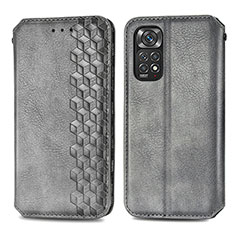 Leather Case Stands Flip Cover Holder S01D for Xiaomi Redmi Note 11 Pro 5G Gray