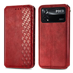 Leather Case Stands Flip Cover Holder S01D for Xiaomi Redmi Note 11E Pro 5G Red