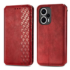 Leather Case Stands Flip Cover Holder S01D for Xiaomi Redmi Note 12 Turbo 5G Red