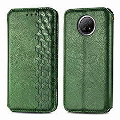 Leather Case Stands Flip Cover Holder S01D for Xiaomi Redmi Note 9 5G Green