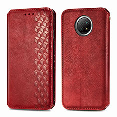 Leather Case Stands Flip Cover Holder S01D for Xiaomi Redmi Note 9 5G Red