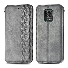 Leather Case Stands Flip Cover Holder S01D for Xiaomi Redmi Note 9S Gray