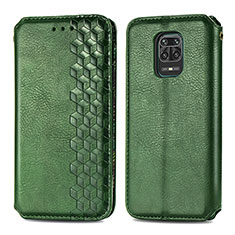 Leather Case Stands Flip Cover Holder S01D for Xiaomi Redmi Note 9S Green