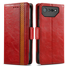 Leather Case Stands Flip Cover Holder S02D for Asus ROG Phone 7 Red