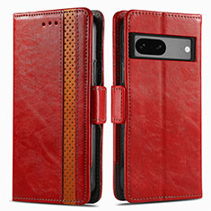 Leather Case Stands Flip Cover Holder S02D for Google Pixel 7 5G Red