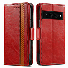 Leather Case Stands Flip Cover Holder S02D for Google Pixel 7 Pro 5G Red