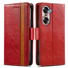 Leather Case Stands Flip Cover Holder S02D for Huawei Honor 60 Pro 5G Red