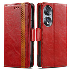 Leather Case Stands Flip Cover Holder S02D for Huawei Honor 70 5G Red