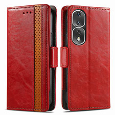 Leather Case Stands Flip Cover Holder S02D for Huawei Honor 80 Pro Flat 5G Red