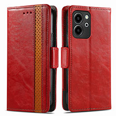 Leather Case Stands Flip Cover Holder S02D for Huawei Honor 80 SE 5G Red