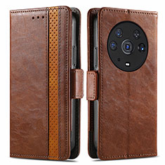 Leather Case Stands Flip Cover Holder S02D for Huawei Honor Magic3 Pro 5G Brown