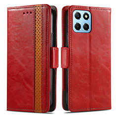 Leather Case Stands Flip Cover Holder S02D for Huawei Honor X6 5G Red