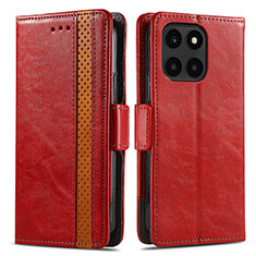 Leather Case Stands Flip Cover Holder S02D for Huawei Honor X8b Red