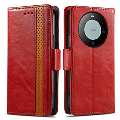 Leather Case Stands Flip Cover Holder S02D for Huawei Mate 60 Pro+ Plus Red