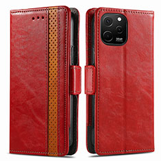 Leather Case Stands Flip Cover Holder S02D for Huawei Nova Y61 Red