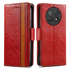 Leather Case Stands Flip Cover Holder S02D for Huawei Nova Y91 Red