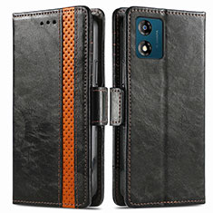 Leather Case Stands Flip Cover Holder S02D for Motorola Moto E13 Black