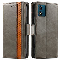 Leather Case Stands Flip Cover Holder S02D for Motorola Moto E13 Gray