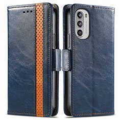 Leather Case Stands Flip Cover Holder S02D for Motorola Moto Edge (2022) 5G Blue