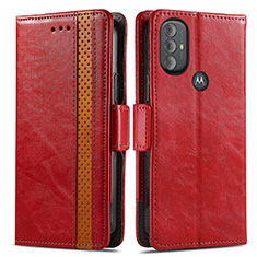 Leather Case Stands Flip Cover Holder S02D for Motorola Moto G Play (2023) Red