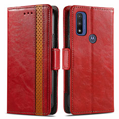 Leather Case Stands Flip Cover Holder S02D for Motorola Moto G Pure Red